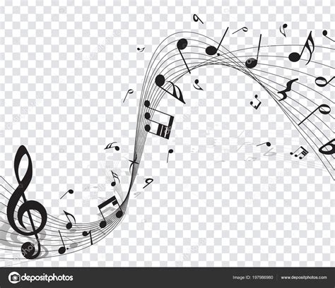 Musical Designs Elements Music Staff Treble Clef Notes Black White