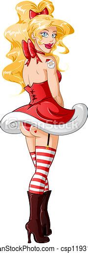 Woman Dressed In Sexy Santa Clothes Vector Eps