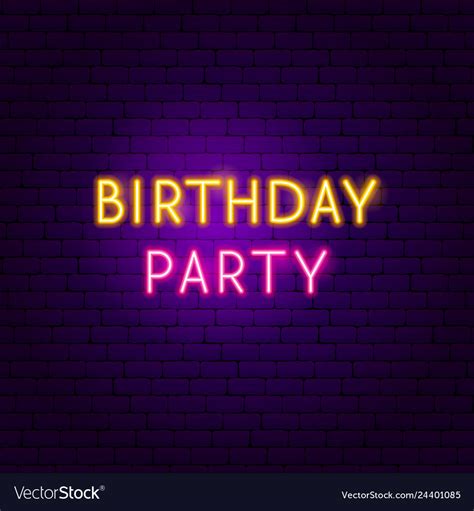Birthday Party Neon Sign Royalty Free Vector Image