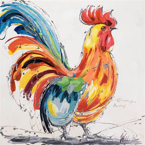 Animal Rooster Painting Acrylic Painting On Canvas Animal Etsy