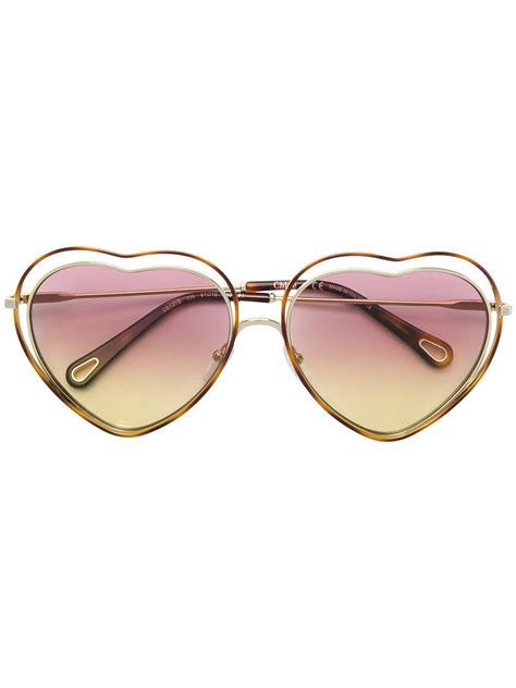 Lyst Chloé Heart Shaped Sunglasses In Metallic