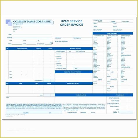 Hvac Service Invoice Template Free Of Free Download Sample Printable