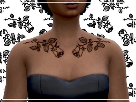 The Sims Resource Roses Collarbone Tattoo