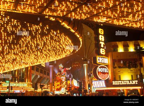 Neon Lights At Night Downtown Las Vegas Nv Stock Photo Alamy