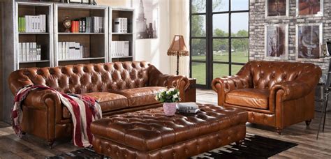 Wellington Chesterfield Vintage Distressed Leather Sofa Suite Vintage