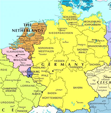 Germany rebounded to become the continent's economic giant, and a prime mover of european cooperation. Germany map images - Germany municipalities map (Western ...