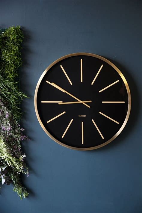 Black And Brass Wall Clock Clocks Home Accessories Silver Wall Clock