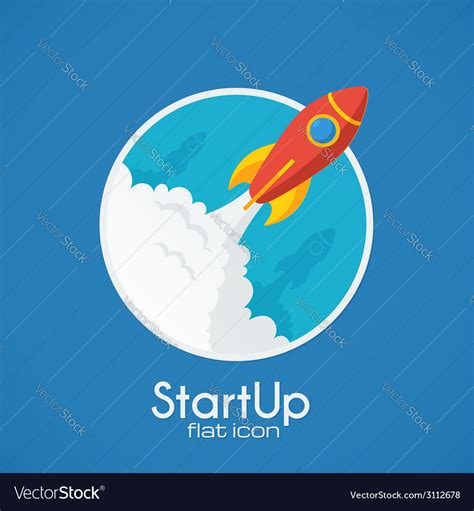 Rocket Startup Concept In Flat Style Royalty Free Vector