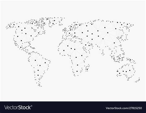 Networking World Map Polygonal World Map Vector Image