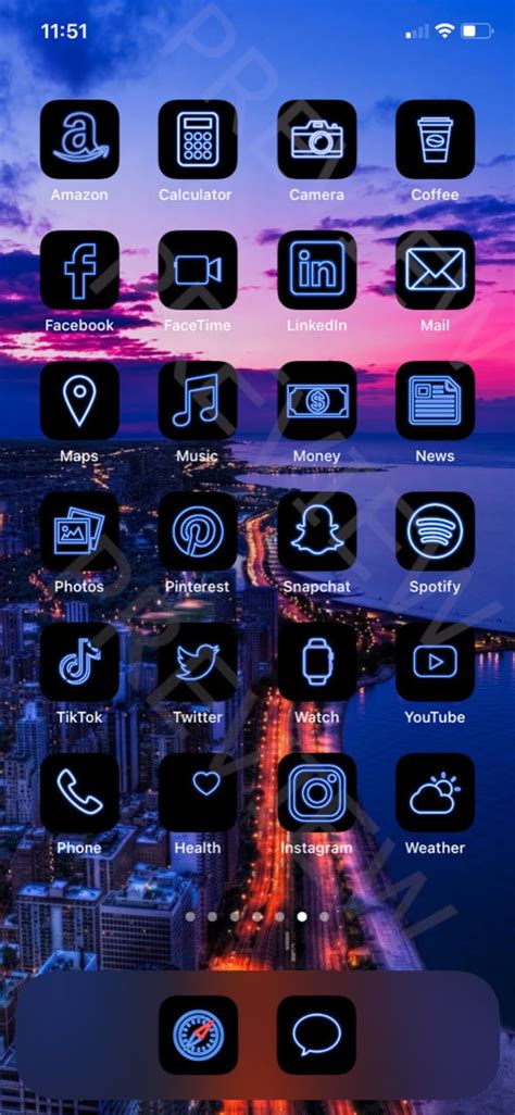 Blue Ios 14 App Icon Pack Neon Aesthetic Ios 14 Icons Etsy