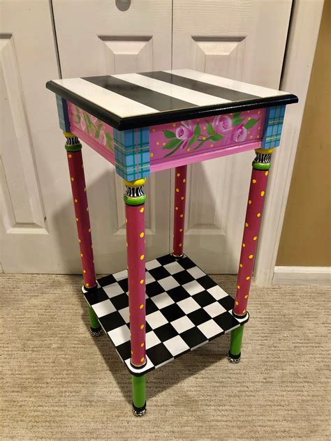 Whimsical Painted Furniture Whimsical Painted Table Etsy