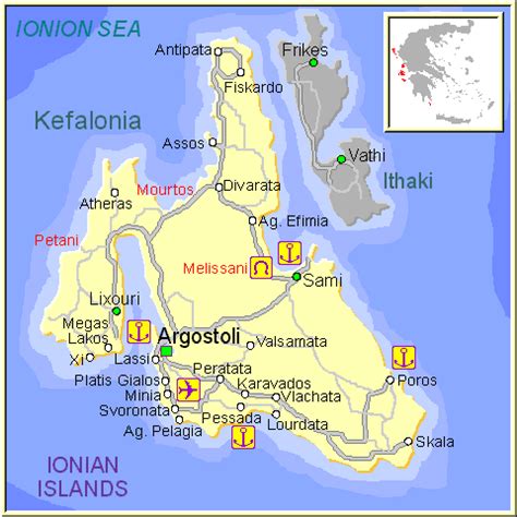 Mapa De Kefalonia Cephalonia Cefalonia Isla Griega De Grecia