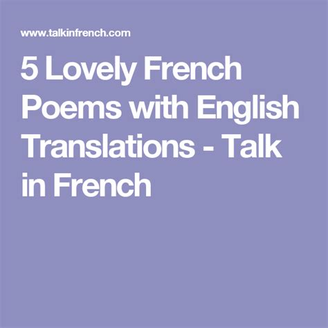 5 Lovely French Poems With English Translations French Poems Learn