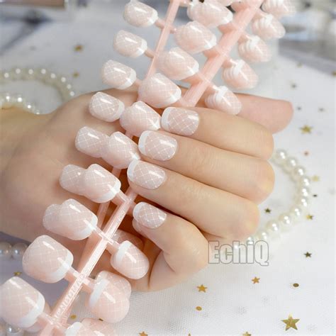240pcs Full Cover French Nails Natural Short Size Round Artificial