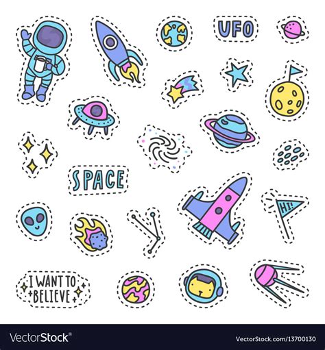 Set Space Pins Patches Royalty Free Vector Image