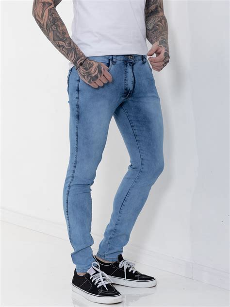 Cal A Jeans Masculina Super Skinny Azul D Lav Premium Elastano Power Premium Shopee Brasil