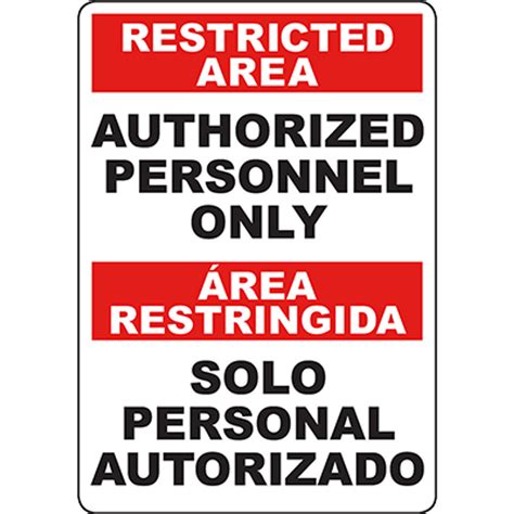Restricted Area Authorized Personnel Only Bilingual Sign Graphic Products