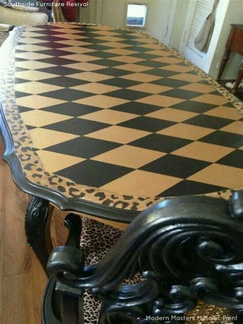 Checked Checkerboard Checker Checkered Leopard Dining Room Long Table