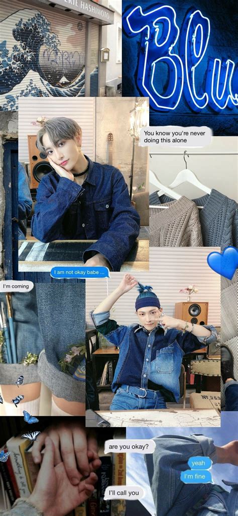 Seongjoong Seonghwa Hongjoong Ateez Blue White Aesthetic Idol Wallaper Lockscreen Kpop