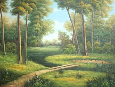 Forest River Landscape Oil Painting