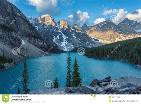 Beautiful Moraine Lake In Banff National Park Of Canada Stock Image