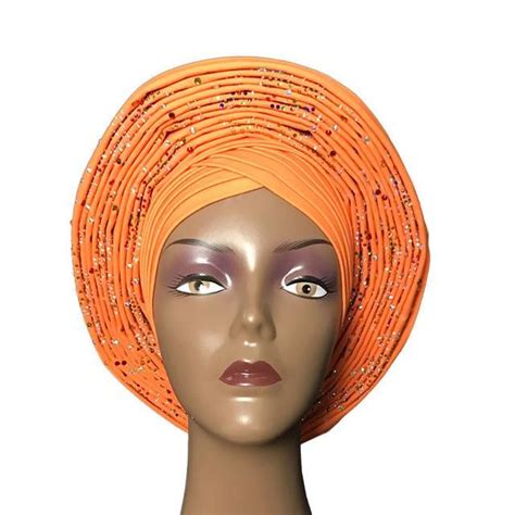 Nigerian Gele Headtie Already Made Auto Gele Turban Cap African Aso Ebi Q11728 In 2021 Head