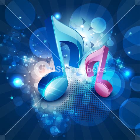 3d Musical Notes On Shiny Blue Background Royalty Free Stock Image