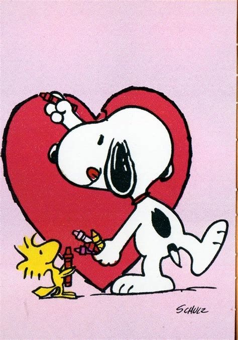 Vintage Peanuts Valentine Card Woodstock Hands Snoopy Crayons As He