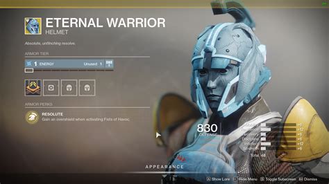 Eternal Warrior Titan Exotic Helmet Destiny 2 Guide Stash
