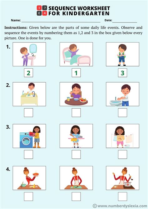 Printable Sequence Worksheets For Kindergarten Pdf Included Number