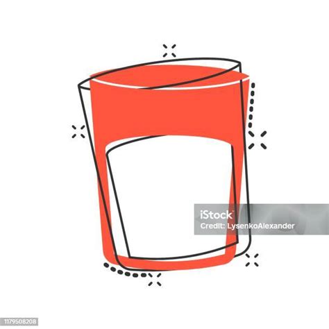 Ikon Kaca Air Dalam Gaya Komik Soda Kaca Vektor Ilustrasi Kartun Pictogram Efek Percikan Konsep