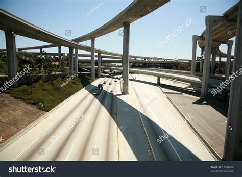 110 Freeway South Bound In Los Angeles California With On Ramps And Off