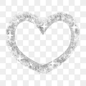 Silver Heart Shaped Grained Glitter Border Silver Particle Sense