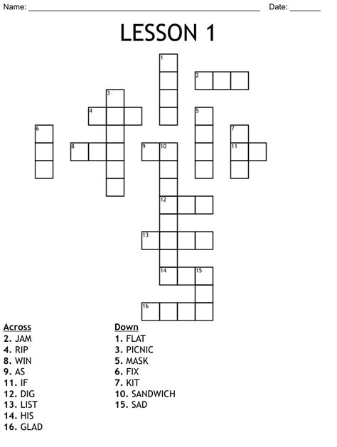 Lesson 1 Crossword Wordmint