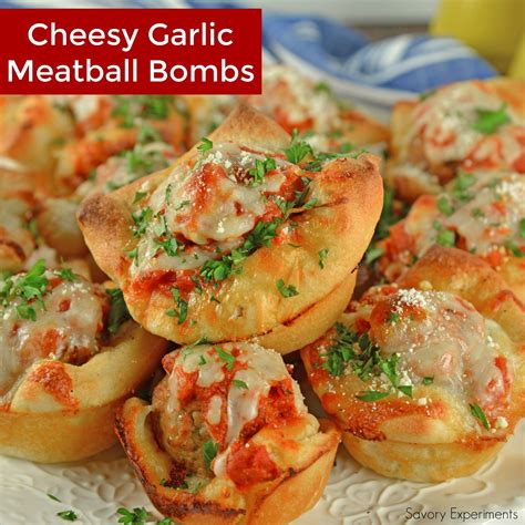 Ingredients for cheesy garlic bombs recipe. Cheesy Garlic Meatball Bombs are tender meatballs on ...