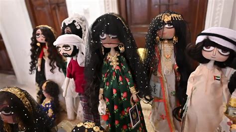 premium stock video traditional arabic dolls in traditional arabic dress displayed the