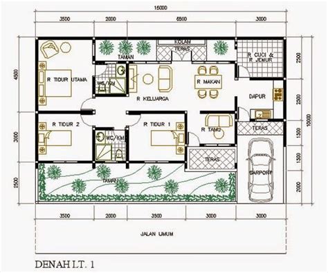 Rumah dua kamar tidur dan satu ruang kerja dengan ukuran luas 107 meter persegi. Hasil gambar untuk desain rumah 10x20 (Dengan gambar ...