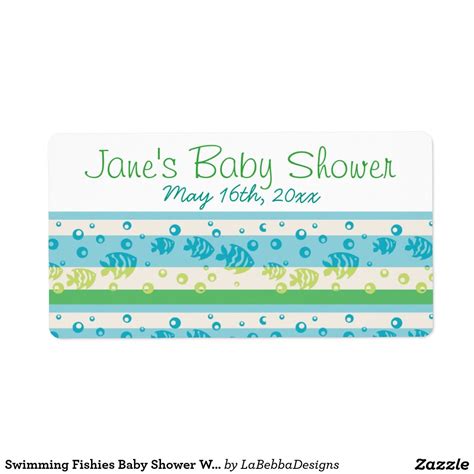 Swimming Fishies Baby Shower Water Bottle Labels Water Bottle Labels