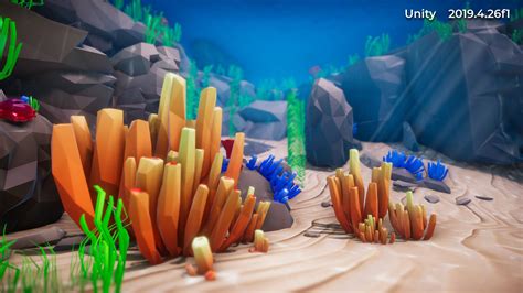 3d Model Low Poly Polystyle Ocean Underwater Environment Vr Ar Low