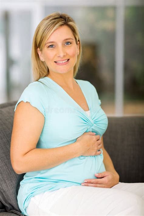 Pregnant Woman Relaxing Sofa Stock Image Image Of Married Happy 58291461