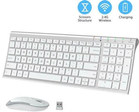 Iclever Icgk03 Wireless Keyboard And Mouse Combo Silver For Sale