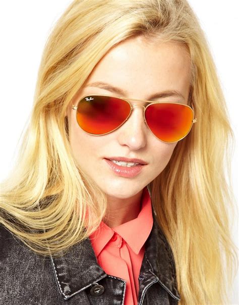 Image 3 Of Ray Ban Orange Mirrored Aviator Sunglasses