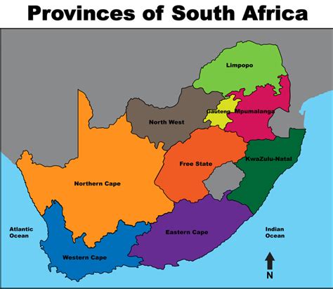 South African Map With 9 Provinces