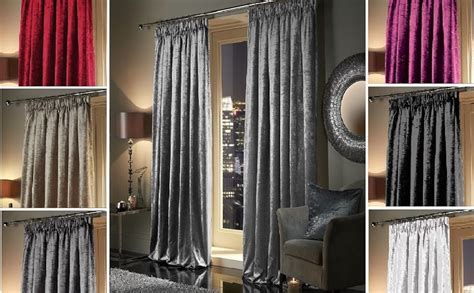 Viceroy Bedding Pair Of Heavy Crushed Velvet Curtains Pencil Pleat Tape