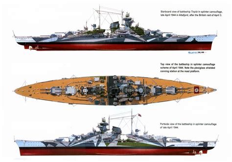 Diagram Of The Battleship Tirpitz Battleship Bismarck Battleship
