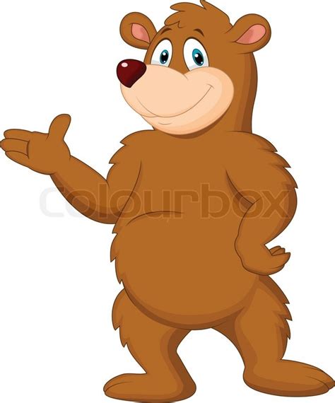 Vector Illustration Of Cute Brown Bear Cartoon Presenting