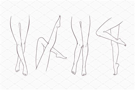 Set Of Various Female Pairs Of Legs Feet Drawing Drawing Legs