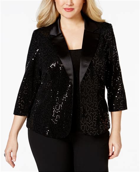 Alex Evenings Plus Size Glitter And Sequin Top And Jacket Set In Black Lyst