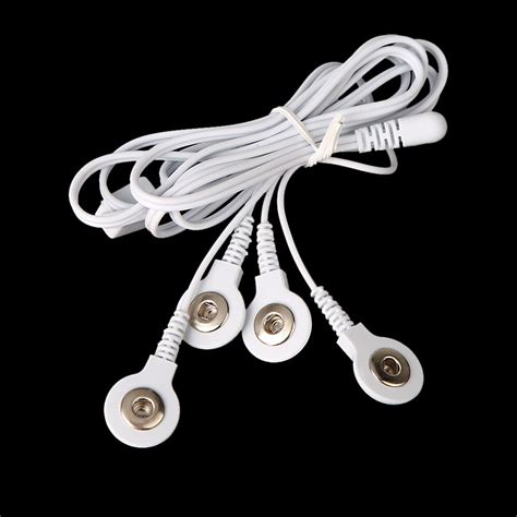 With 4 Buttons Electrode Lead Wires Connecting Cables 25mm Plug For