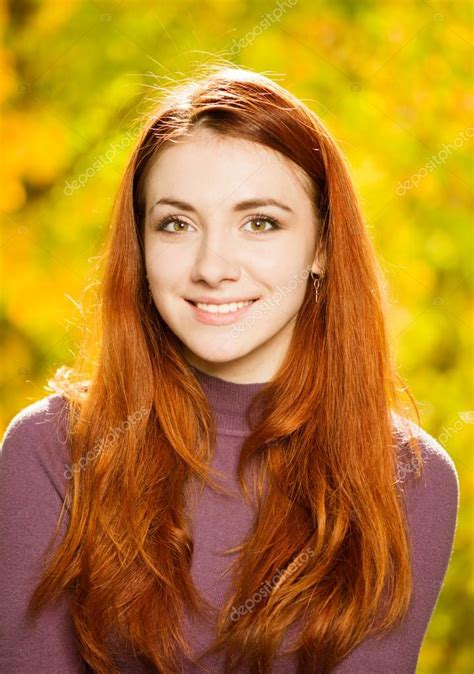 Smiling Redhead Woman Portrait Stock Photo By Blazeofglory